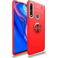 Case 4U Honor 9X - Huawei Y9 Prime 2019 Kılıf Ultra Korumalı Manyetik Autofocus Shockprof Ravel Yüzüklü Standlı Slikon Kapak Arka Kapak Kırmızı