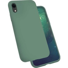 Case 4U Apple iPhone XR Kılıf Silk Silikon + Cam Ekran Koruyucu Midnight Green