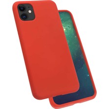 Case 4U Apple iPhone 11 Kılıf Silk Silikon + Cam Ekran Koruyucu Kırmızı