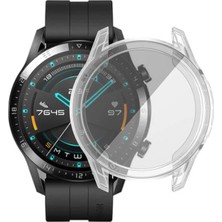 Microcase Huawei Watch GT2 46 mm Önü Kapalı Tasarım Silikon Kılıf - Şeffaf