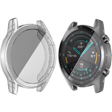 Microcase Huawei Watch GT2 46 mm Önü Kapalı Tasarım Silikon Kılıf - Şeffaf