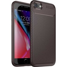 Tekno Grup Apple iPhone 8 Kılıf Karbon Desenli Lux Negro Silikon Kahverengi