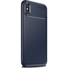 Tekno Grup Apple iPhone X - XS Kılıf Karbon Desenli Lux Negro Silikon + Full Body Ekran Koruyucu Lacivert