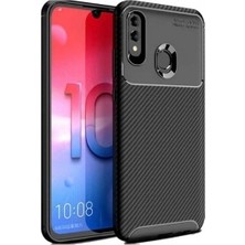 Tekno Grup Huawei Honor 8A Kılıf Karbon Desenli Lux Negro Silikon + Nano Ekran Koruyucu Siyah