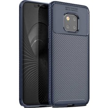 Tekno Grup Huawei Mate 20 Pro Kılıf Karbon Desenli Lux Negro Silikon + 360 Full Body Ekran Koruyucu Lacivert