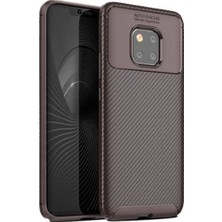 Tekno Grup Huawei Mate 20 Pro Kılıf Karbon Desenli Lux Negro Silikon + Full Body Ekran Koruyucu Kahverengi