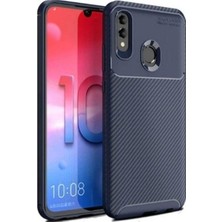 Tekno Grup Huawei P Smart 2019 Kılıf Karbon Desenli Lux Negro Silikon + Cam Ekran Koruyucu Lacivert