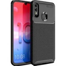 Tekno Grup Huawei P Smart 2019 Kılıf Karbon Desenli Lux Negro Silikon + Nano Ekran Koruyucu Siyah