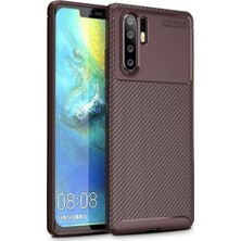 Tekno Grup Huawei P30 Pro Kılıf Karbon Desenli Lux Negro Silikon Kahverengi