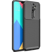 Tekno Grup Oppo A5 2020 Kılıf Karbon Desenli Lux Negro Silikon + Tam Kaplayan Cam Ekran Koruyucu Siyah