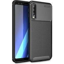 Tekno Grup Samsung Galaxy A7 2018 Kılıf Karbon Desenli Lux Negro Silikon Siyah