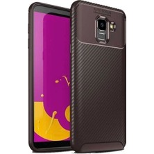 Tekno Grup Samsung Galaxy J6 2018 Kılıf Karbon Desenli Lux Negro Silikon Kahverengi