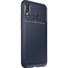 Tekno Grup Samsung Galaxy M30 Kılıf Karbon Desenli Lux Negro Silikon + Tam Kaplayan 6D Nano Ekran Koruyucu Lacivert