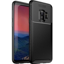 Tekno Grup Samsung Galaxy S9 Kılıf Karbon Desenli Lux Negro Silikon + Full Body Ekran Koruyucu Siyah