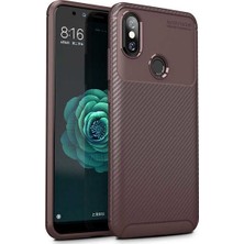 Tekno Grup Xiaomi Mi 8 Kılıf Karbon Desenli Lux Negro Silikon + Tam Kaplayan 6D Nano Ekran Koruyucu Kahverengi