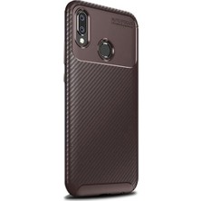 Tekno Grup Xiaomi Mi Play Kılıf Karbon Desenli Lux Negro Silikon + Tam Kaplayan 6D Nano Ekran Koruyucu Kahverengi