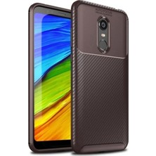 Tekno Grup Xiaomi Redmi 5 Plus Kılıf Karbon Desenli Lux Negro Silikon + Nano Ekran Koruyucu Kahverengi