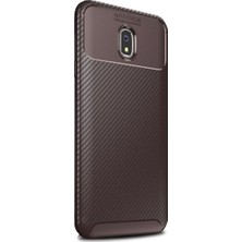 Tekno Grup Xiaomi Redmi 8A Kılıf Karbon Desenli Lux Negro Silikon + Tam Kaplayan 6D Nano Ekran Koruyucu Kahverengi