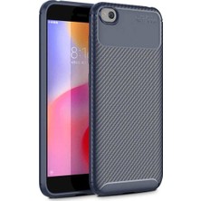 Tekno Grup Xiaomi Redmi Go Kılıf Karbon Desenli Lux Negro Silikon + Cam Ekran Koruyucu Lacivert