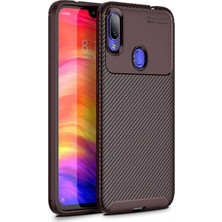 Tekno Grup Xiaomi Redmi Note 7 Kılıf Karbon Desenli Lux Negro Silikon + Nano Ekran Koruyucu Kahverengi