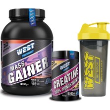 West Nutrition Mass Gainer Çilek Aromalı Karbonhidrat Tozu + Kreatin Paketi + Shaker