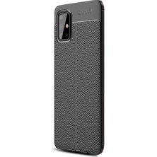 Case Street Samsung Galaxy A71 Kılıf Niss Silikon Deri Görünümlü Siyah