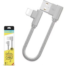 Ally Apple Lightning Eğik Başlı Halat USB Kablo 20cm AL-26930 - Gold