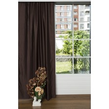 Caserta Home 1/3 Sık Pileli Blackout Karartma Güneşlik Perde V12 Koyu Kahve - 100 x 230 cm