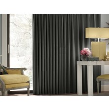 Caserta Home 1/2,5 Orta Pileli Blackout Karartma Güneşlik Perde V14 Koyu Gri - 100 x 230 cm