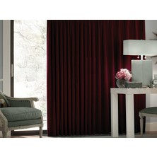 Caserta Home 1/2,5 Orta Pileli Blackout Karartma Güneşlik Perde V32 Bordo - 100 x 150 cm