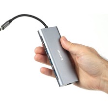 Dark USB 3.1 Type-C 9in1 Ethernet/HDMI/TF SD Kart Okuyucu/USB 3.0/Kulaklık Çoklayıcı Dönüştürücü Çevirici HUB (DK-AC-U31X36)