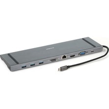 Dark USB 3.1 Type-C 10in1 Ethernet/HDMI/VGA/TF SD Kart Okuyucu/USB 3.0/Kulaklık Çoklayıcı Dönüştürücü Çevirici HUB(DK-AC-U31X35)