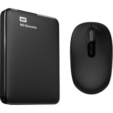 WD Elements 2TB 2.5" USB 3.0 Taşınabilir Disk WDBU6Y0020BBK-WESN + Microsoft Mobile 1850 Kablosuz Siyah Mouse 7MM-00002