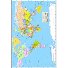 Resmiro Kaymaz Taban Yıkanabilir Dünya Haritası Tasarımlı Dijital Baskılı Halı
