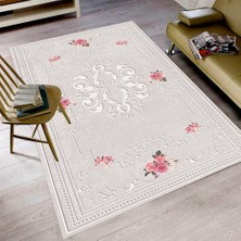 Resmiro Kaymaz Taban Yıkanabilir Vektörel Kabartma Desenli Dijital Baskılı Halı