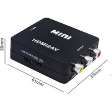 Gplus HDMI To Av Mini Switch Full Hd HDMI Rca Composit Görüntü Çevirici Dönüştürücü - Siyah