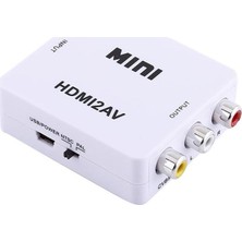 Gplus HDMI To Av Mini Switch Full Hd HDMI Rca Composit Görüntü Çevirici Dönüştürücü - Beyaz