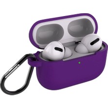 Coverzone Airpods Pro Kılıf Mat Darbe Emici Profesyonel Termoplastik Kancalı Mor