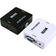 Gplus HDMI To VGA Mini Switch Full Hd HDMI VGA Görüntü Çevirici Dönüştürücü HDMI2VGA - Beyaz