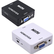 Gplus HDMI To VGA Mini Switch Full Hd HDMI VGA Görüntü Çevirici Dönüştürücü HDMI2VGA - Beyaz