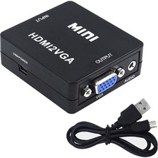 Gplus HDMI To VGA Mini Switch Full Hd HDMI VGA Görüntü Çevirici Dönüştürücü HDMI2VGA  - Siyah