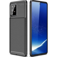 Coverzone Samsung Galaxy A81 Kılıf Karbon Delüx Tpu Silikon Dlx Siyah + Nano Glass