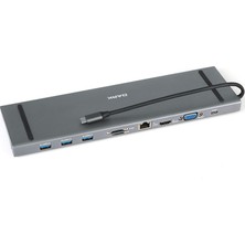 Dark USB 3.1 Type-C 10in1 Ethernet/HDMI/VGA/TF SD Kart Okuyucu/USB 3.0/Kulaklık Çoklayıcı Dönüştürücü Çevirici HUB(DK-AC-U31X35)