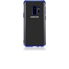 Tekno Grup Samsung Galaxy A6 Plus 2018 Kılıf Dört Köşe Renkli Şeffaf Lazer Silikon - Mavi