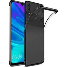 Tekno Grup Samsung Galaxy A20/A30 Kılıf Dört Köşe Renkli Şeffaf Lazer Silikon - Siyah