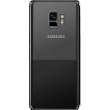 Tekno Grup Samsung Galaxy A8 Plus 2018 Kılıf Dört Köşe Renkli Şeffaf Lazer Silikon - Siyah + Nano Ekran Koruyucu