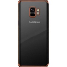 Tekno Grup Samsung Galaxy A8 Plus 2018 Kılıf Dört Köşe Renkli Şeffaf Lazer Silikon - Rose + Nano Ekran Koruyucu