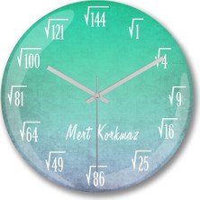 Baskı Dükkanı Kişiye Özel Bombeli Gerçek Cam Matematik Formüllü Duvar Saati
