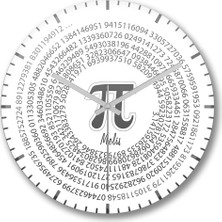 Baskı Dükkanı Kişiye Özel Bombeli Gerçek Cam Pi Sayısı Matematik Formüllü Duvar Saati