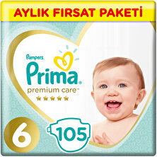 Prima Bebek Bezi Premium Care 6 Beden Junior Aylık Fırsat Paketi 105 Adet